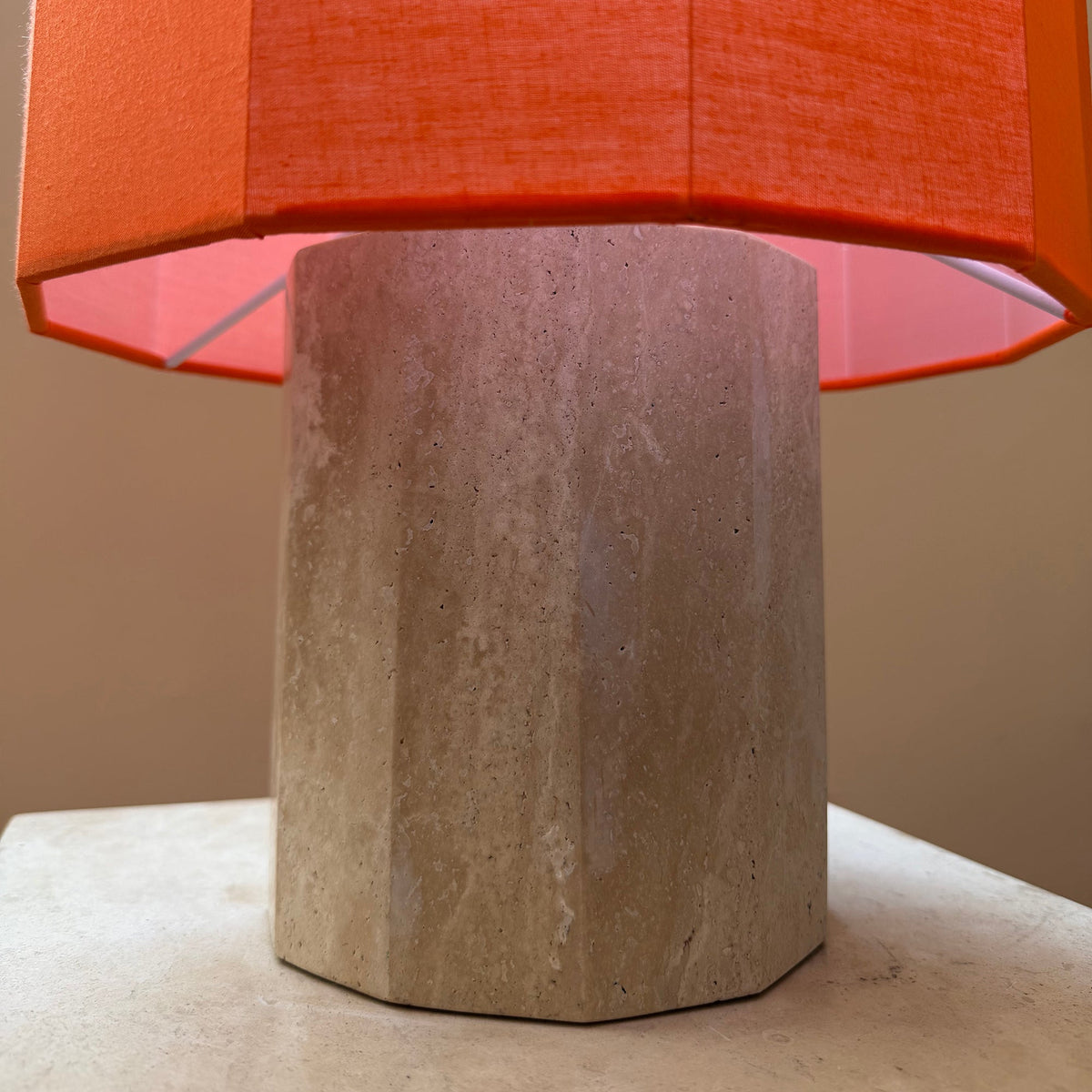 Roma Dodecagon Travertine Table Lamp