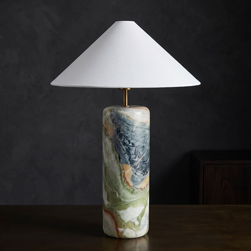 Tall Floral Marble Table Lamp